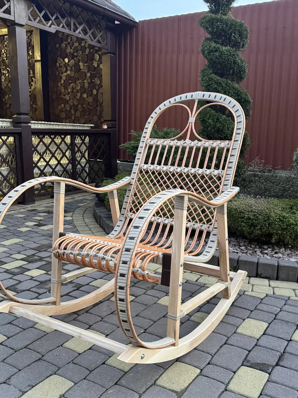 Handmade Wicker Rocking Chair | Rattan Furniture | Rustic Home Decor
