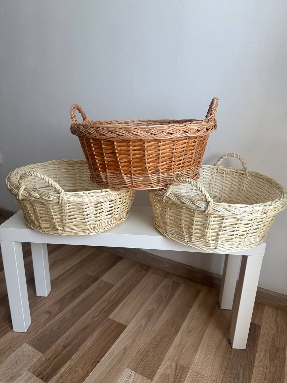 Handmade Wicker Laundry Basket with Handles | Rattan Storage Basket | Rustic Market Basket for Home Organization