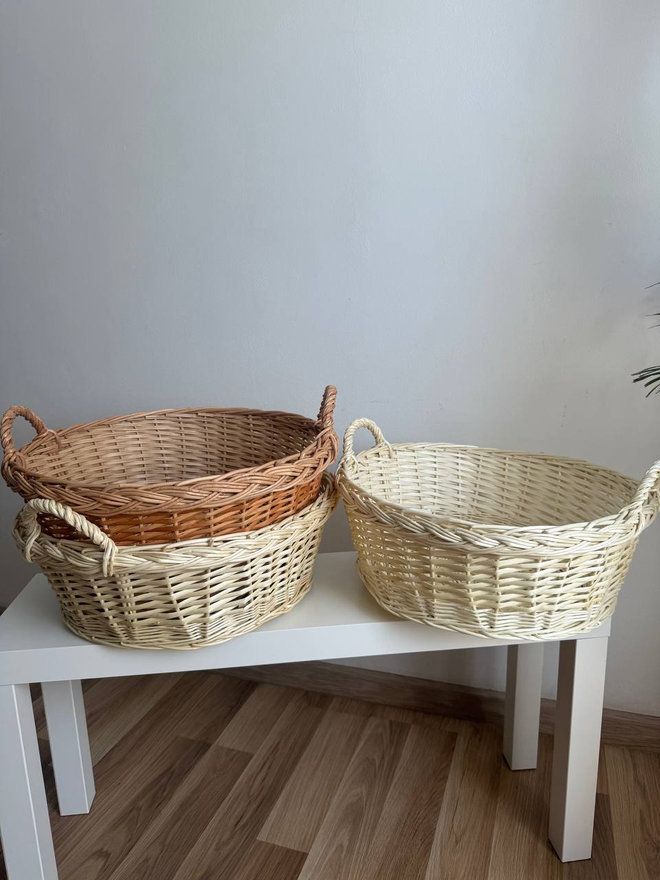 Handmade Wicker Laundry Basket with Handles | Rattan Storage Basket | Rustic Market Basket for Home Organization