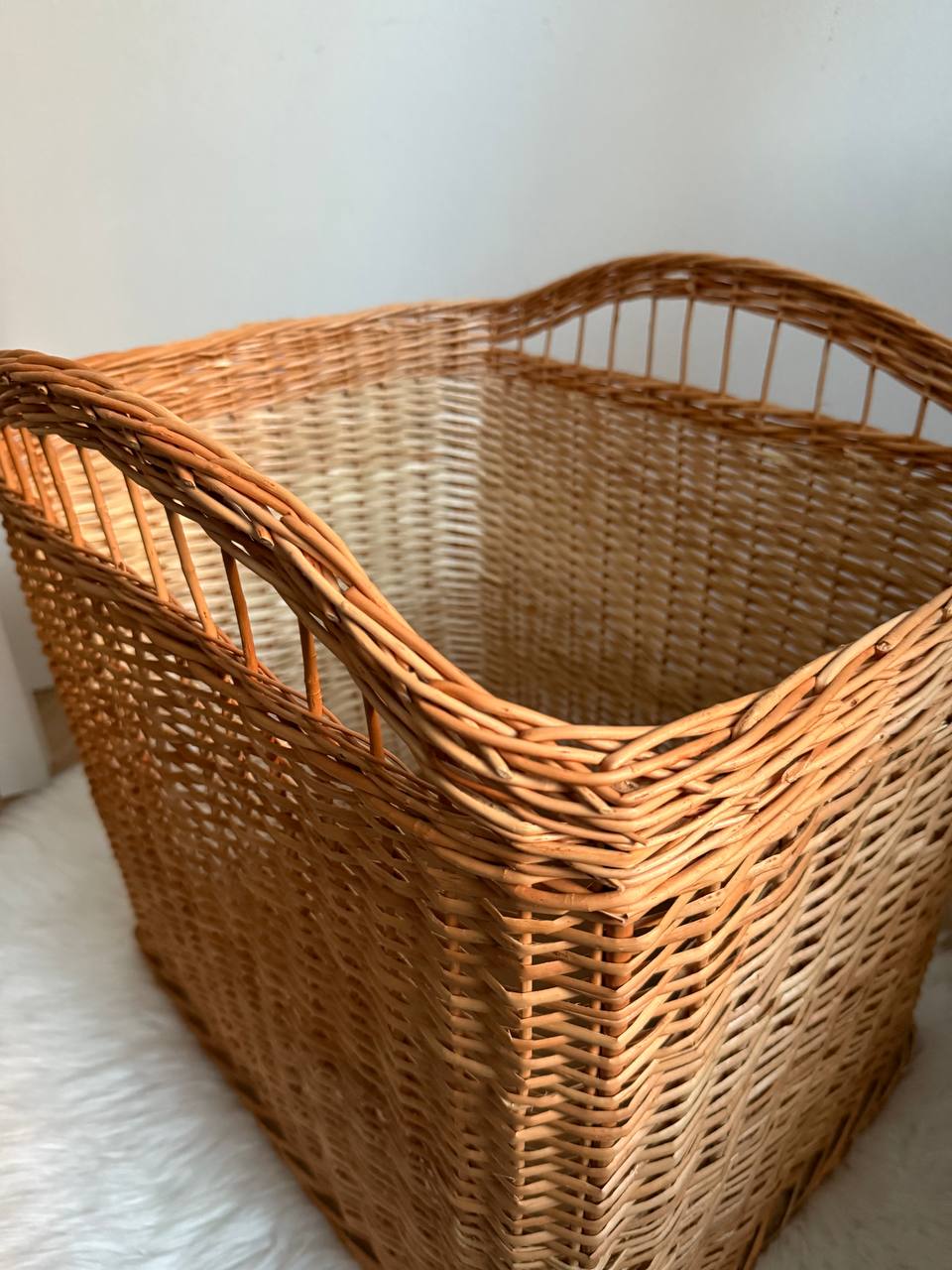 Large Wicker Storage Basket | Handmade Rattan Laundry Hamper | Toy Organizer Bin | Boho Farmhouse Home Decor