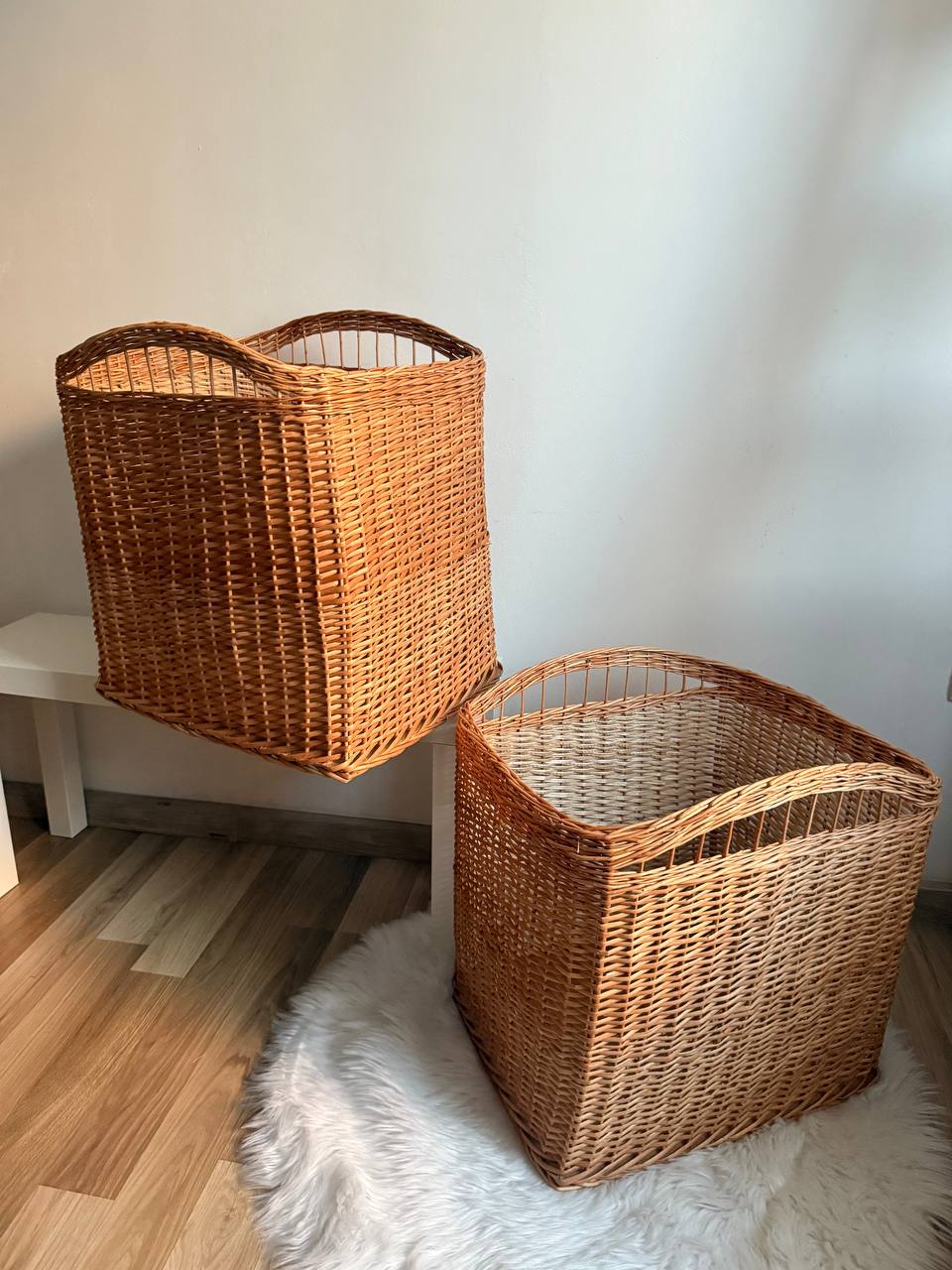 Large Wicker Storage Basket | Handmade Rattan Laundry Hamper | Toy Organizer Bin | Boho Farmhouse Home Decor