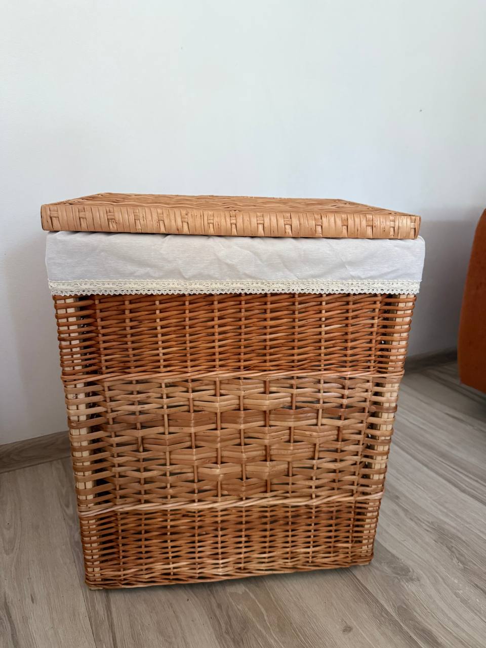 Handmade Wicker Laundry Hamper with Lid | Rattan Storage Basket with Liner | Rustic Clothes & Toy Organizer