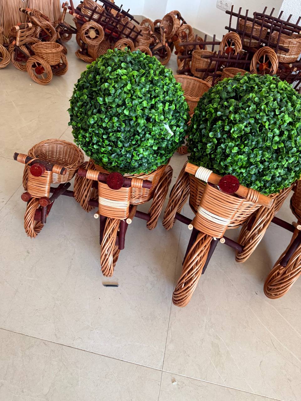 Handmade Wicker Tricycle Planter | Rustic Rattan Bicycle Basket | Boho Decorative Flower Pot Holder | Farmhouse Home & Garden Decor