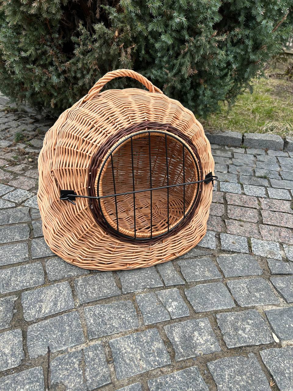 Wicker Pet Carrier for Cats and Small Dogs | Handmade Rattan Travel Crate | Rustic Cat House with Handle