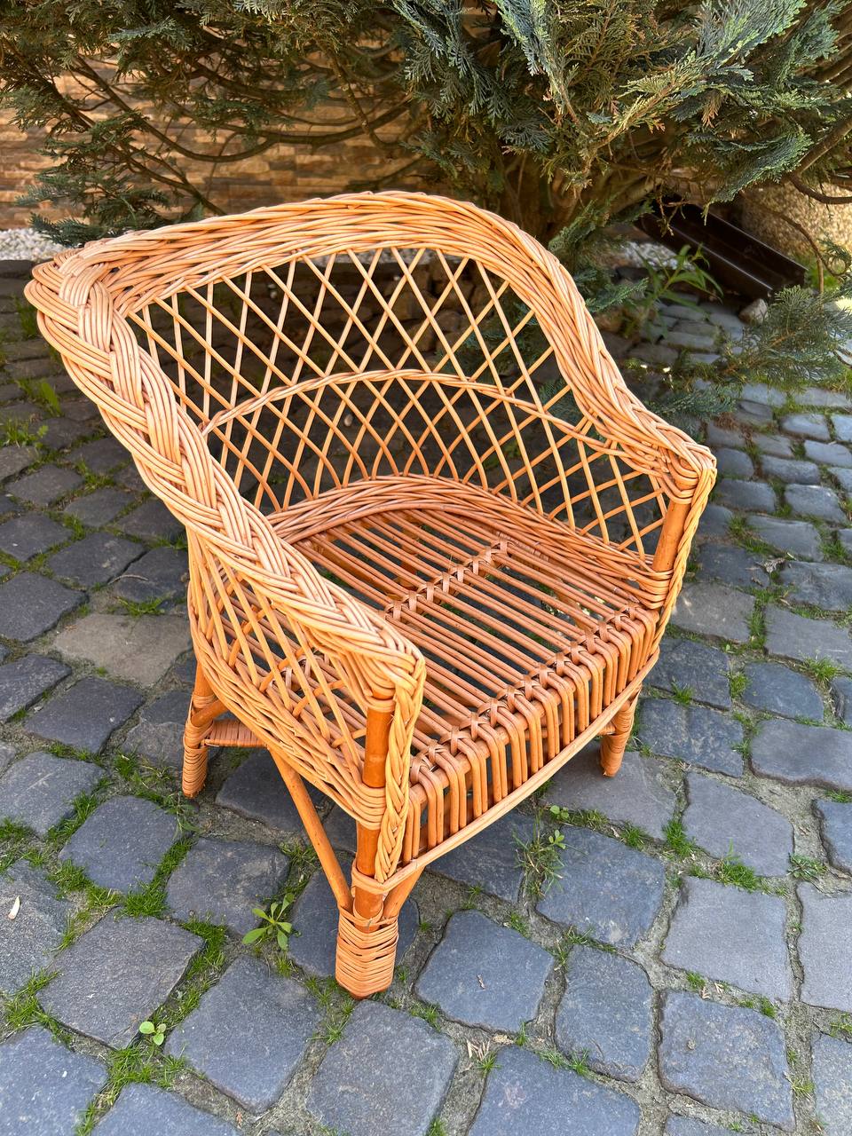Handmade Wicker Kids Chair | Rattan Children’s Armchair | Rustic Nursery Furniture