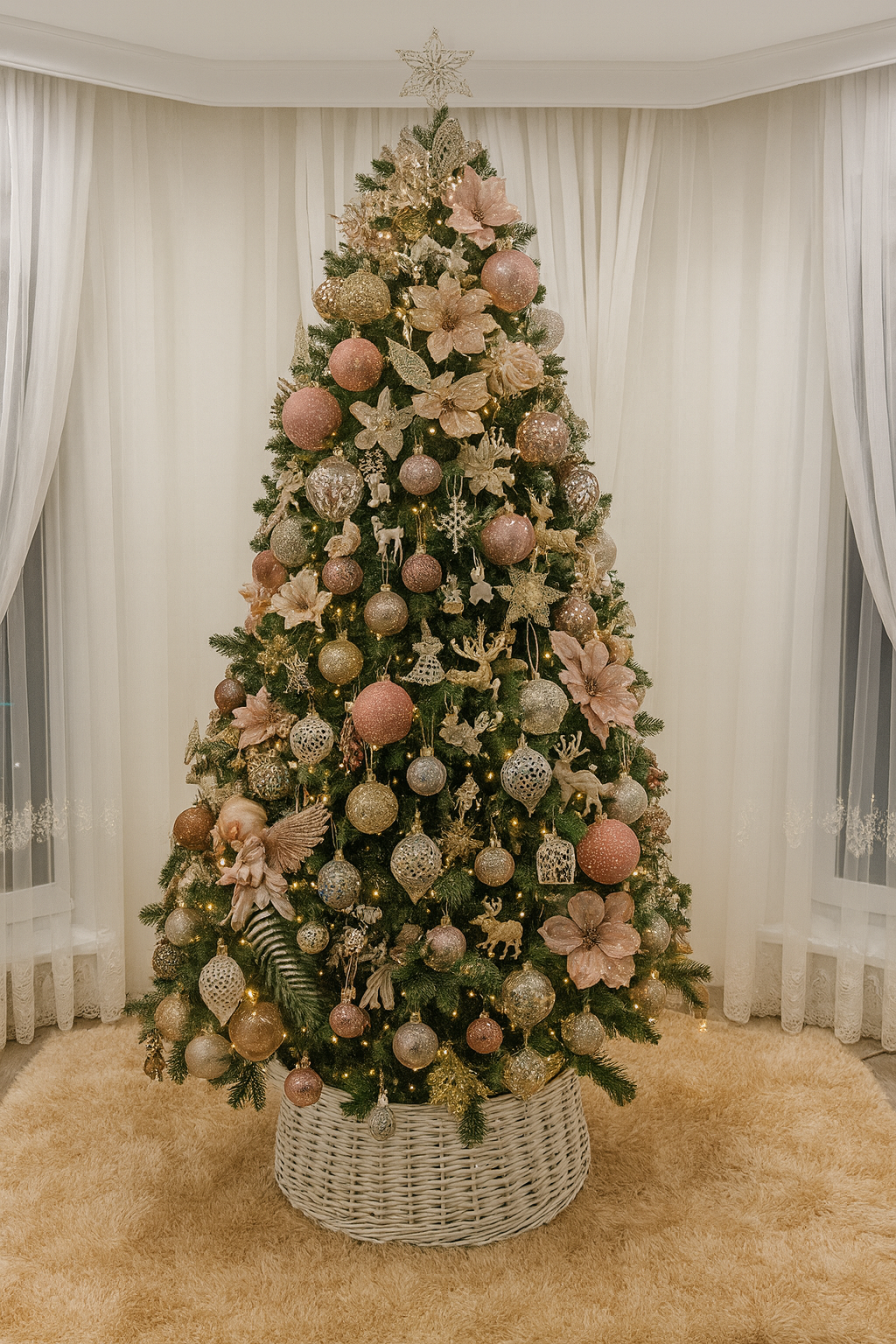 Handmade Wicker Christmas Tree Collar | Rattan Tree Stand Cover | Rustic Farmhouse Holiday Décor
