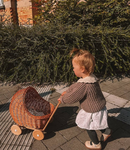 Handmade Wicker Doll Pram | Rattan Doll Stroller with Bedding | Baby Doll Carriage | Toddler Wicker Stroller | Boho Nursery Decor