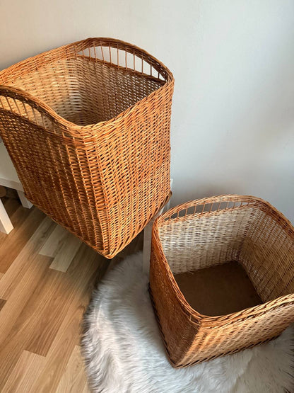Large Wicker Storage Basket | Handmade Rattan Laundry Hamper | Toy Organizer Bin | Boho Farmhouse Home Decor