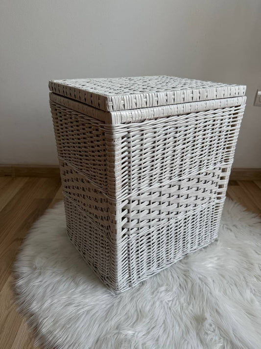 Handmade Wicker Laundry Hamper with Lid | Rattan Storage Basket with Liner | Rustic Clothes & Toy Organizer
