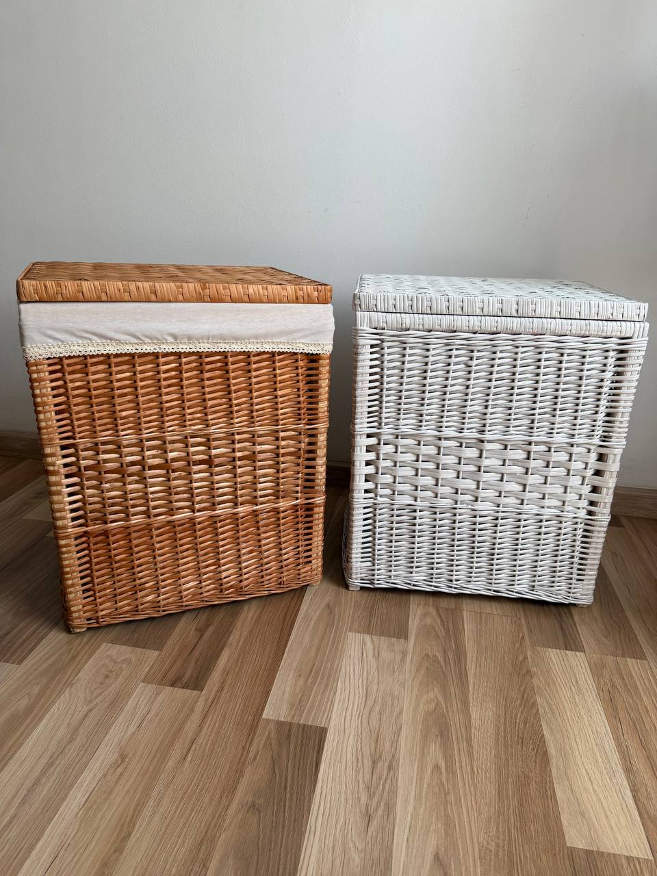 Handmade Wicker Laundry Hamper with Lid | Rattan Storage Basket with Liner | Rustic Clothes & Toy Organizer