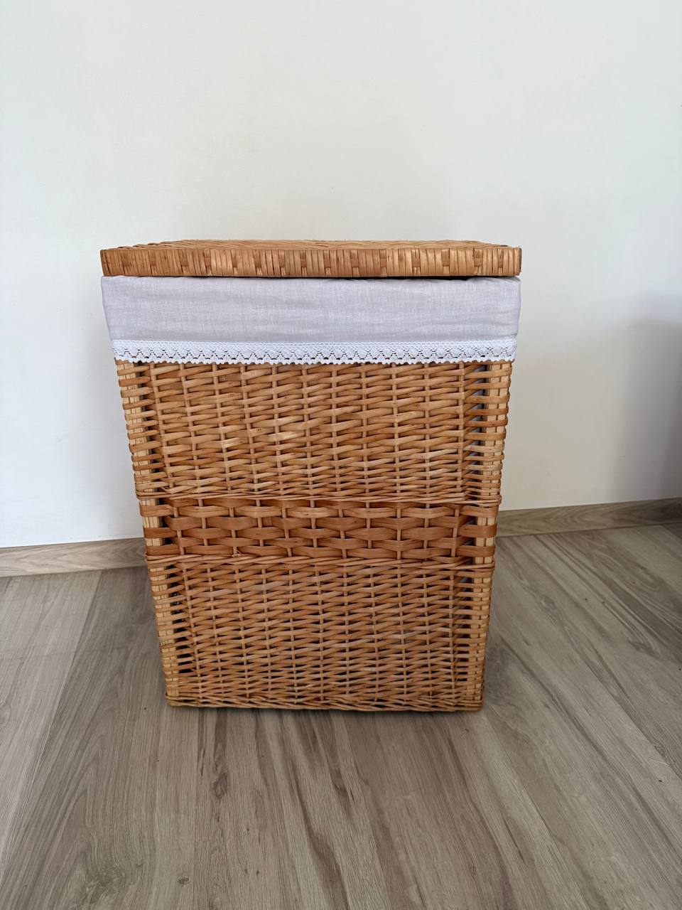 Handmade Wicker Laundry Hamper with Lid | Rattan Storage Basket with Liner | Rustic Clothes & Toy Organizer