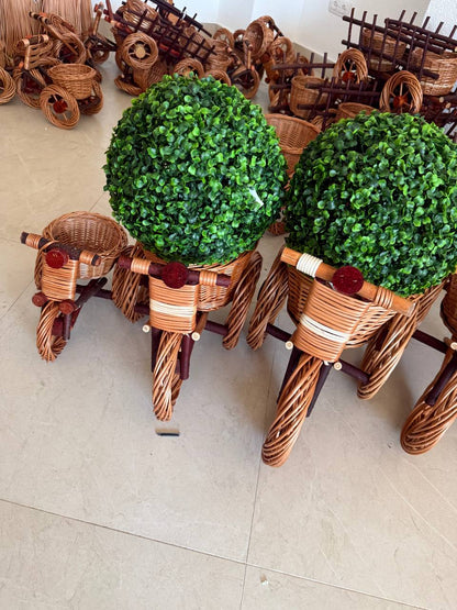Handmade Wicker Tricycle Planter | Rustic Rattan Bicycle Basket | Boho Decorative Flower Pot Holder | Farmhouse Home & Garden Decor