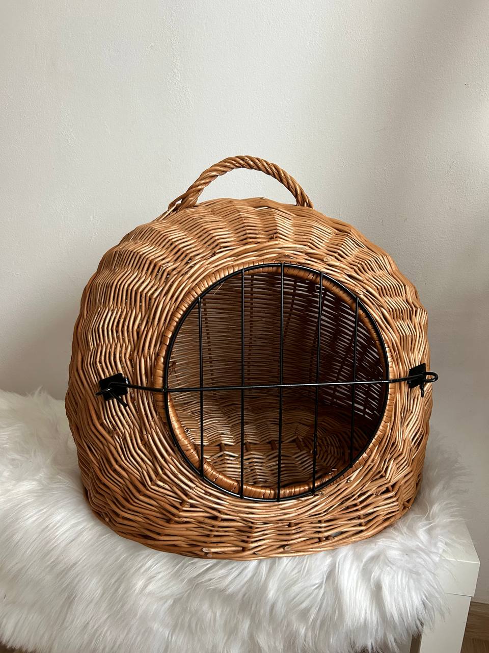 Wicker Pet Carrier for Cats and Small Dogs | Handmade Rattan Travel Crate | Rustic Cat House with Handle