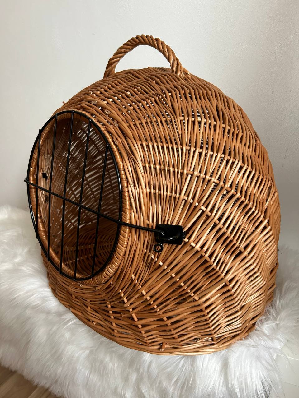 Wicker Pet Carrier for Cats and Small Dogs | Handmade Rattan Travel Crate | Rustic Cat House with Handle