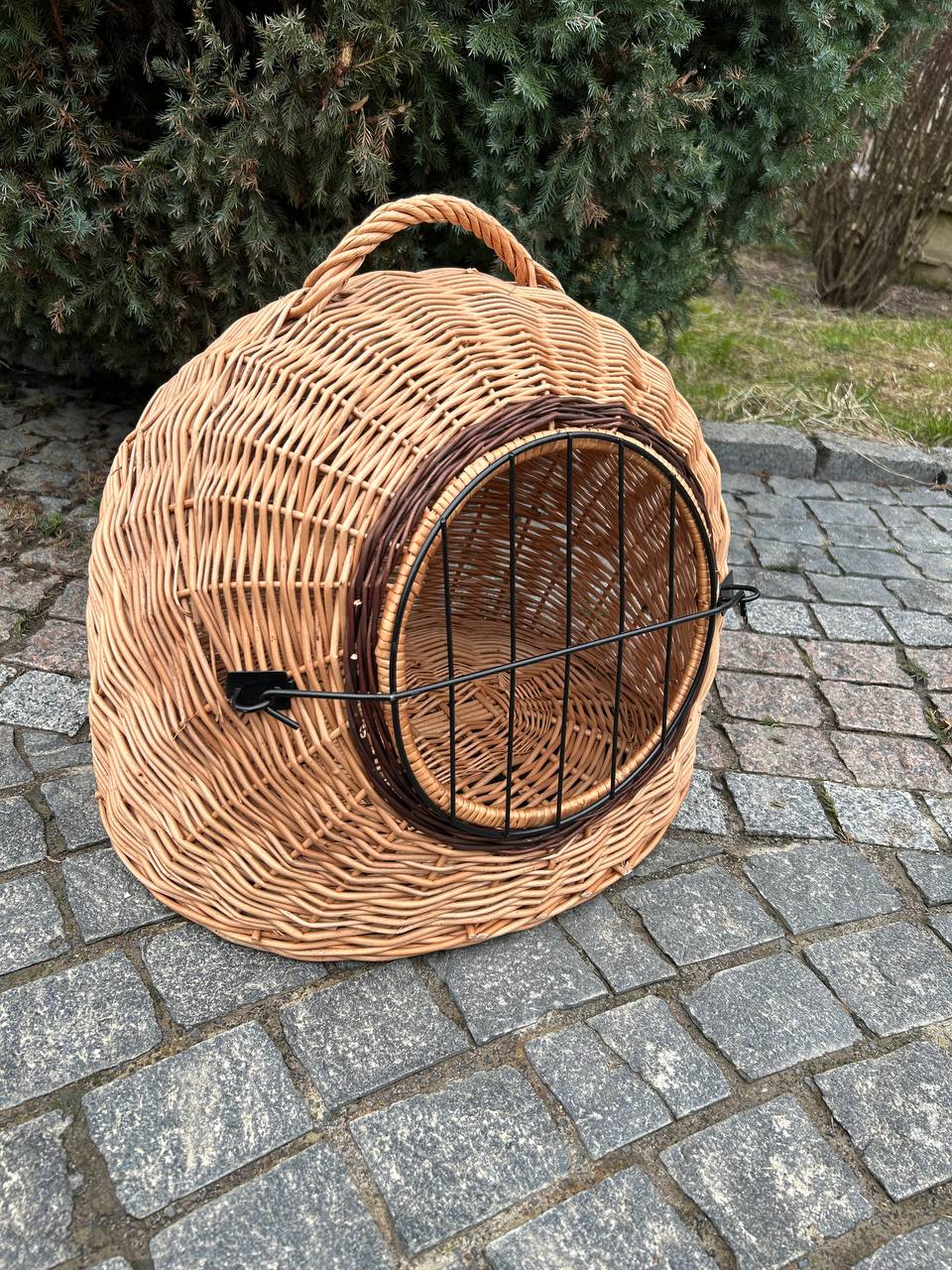 Wicker Pet Carrier for Cats and Small Dogs | Handmade Rattan Travel Crate | Rustic Cat House with Handle