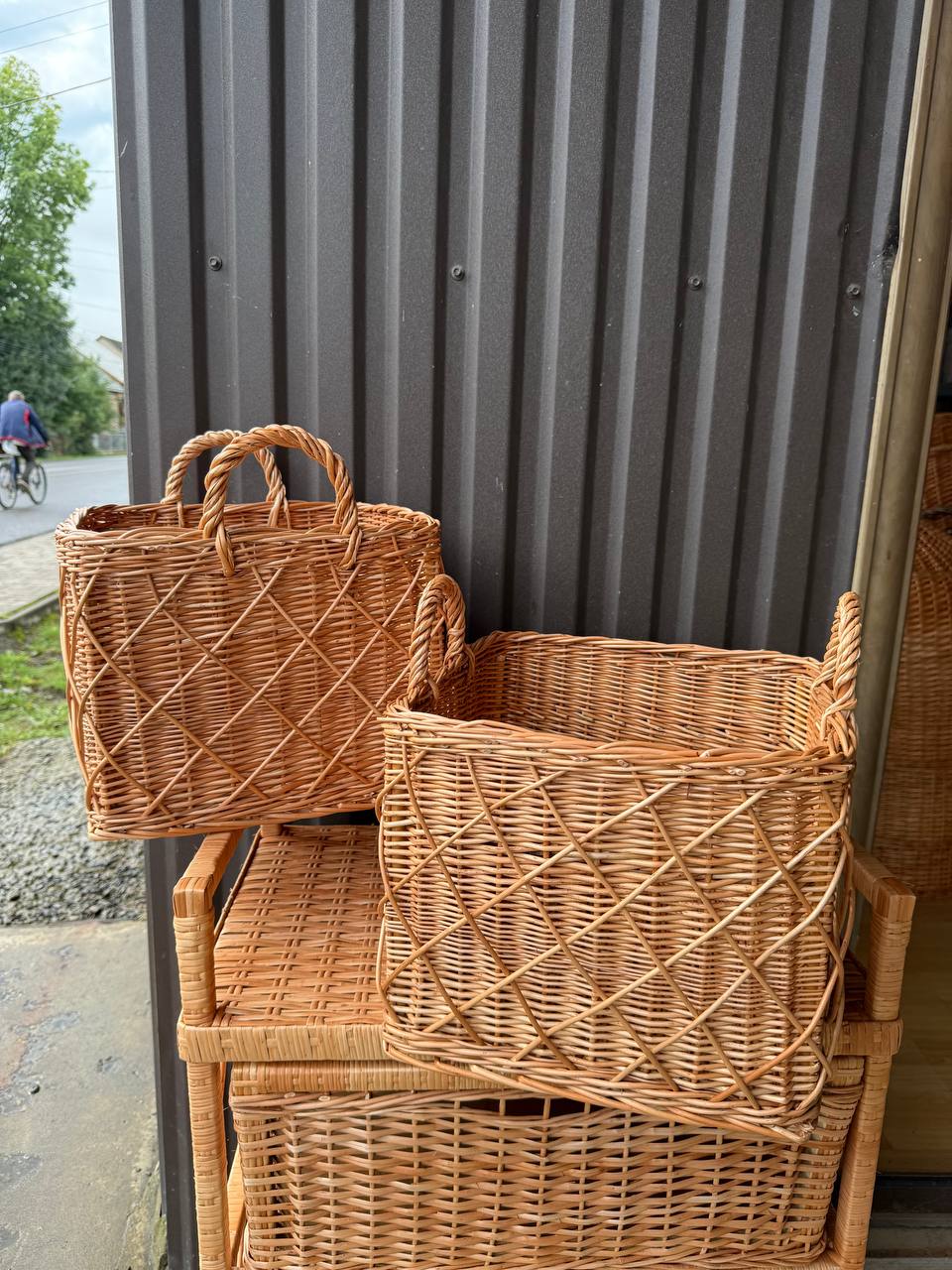 Handmade Wicker Square Basket with Handles | Rattan Storage Bin | Rustic Home Organizer