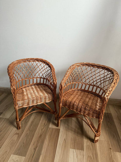 Handmade Wicker Kids Chair | Rattan Children’s Armchair | Rustic Nursery Furniture