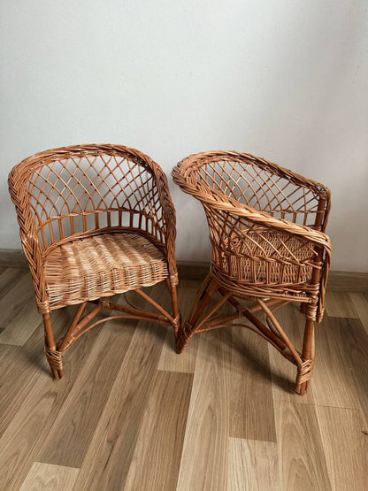Handmade Wicker Kids Chair | Rattan Children’s Armchair | Rustic Nursery Furniture