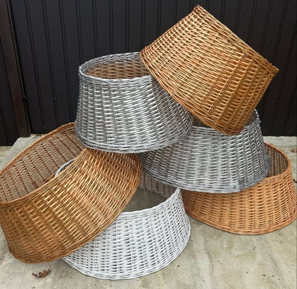 Handmade Wicker Christmas Tree Collar | Rattan Tree Stand Cover | Rustic Farmhouse Holiday Décor