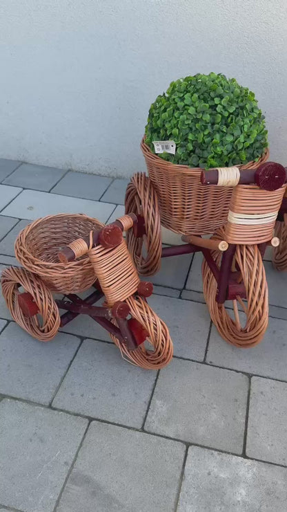 Handmade Wicker Tricycle Planter | Rustic Rattan Bicycle Basket | Boho Decorative Flower Pot Holder | Farmhouse Home & Garden Decor